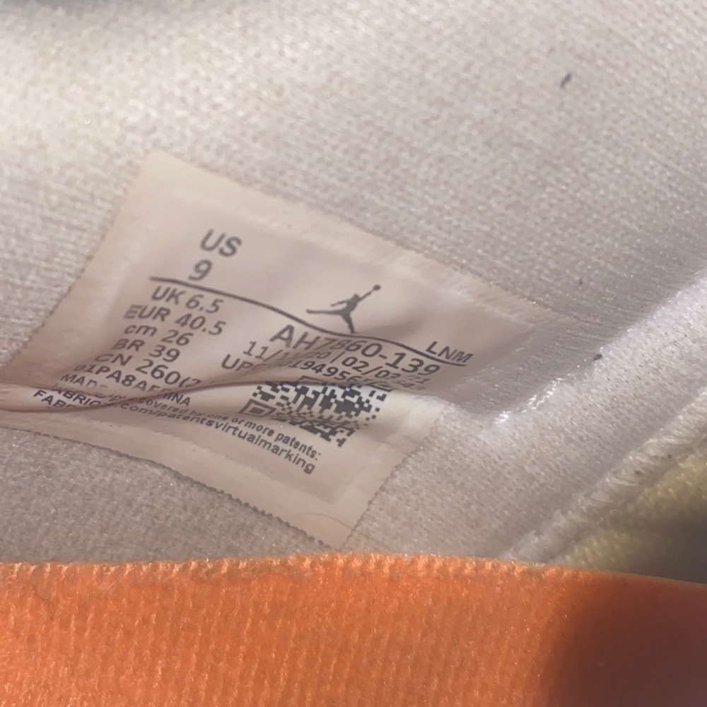 Jordan Women’s White and Orange Sneakers - Picture 6 of 6